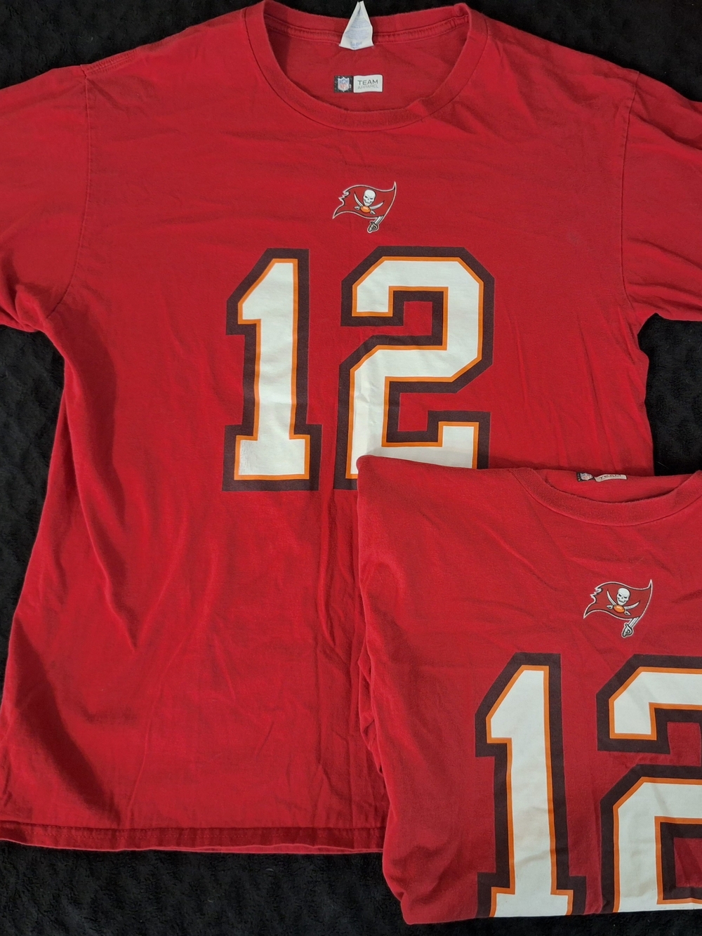 Team Apparel Red NFL Fan Tee with Number 12 Graphics